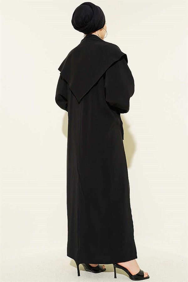 Modal 3 Piece Set with Slit Detail and Shawl, Black