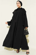 Modal 3 Piece Set with Slit Detail and Shawl, Black