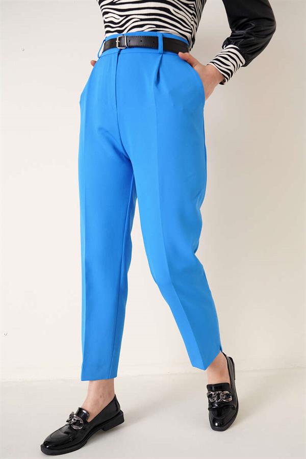 Indigo Trousers with Slit Belt