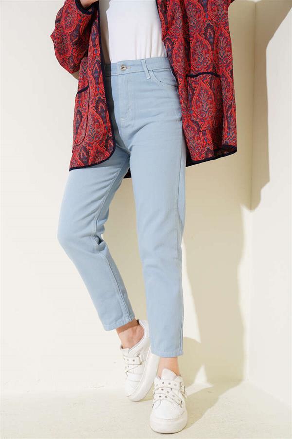 Slit Leg Jeans Light Blue Beige