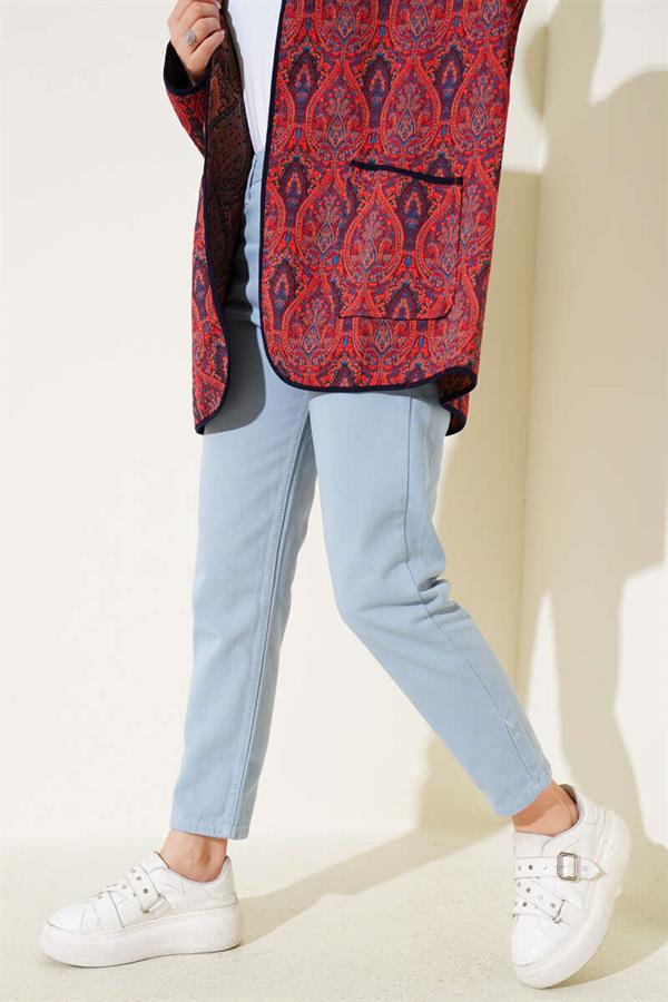 Slit Leg Jeans Light Blue Beige
