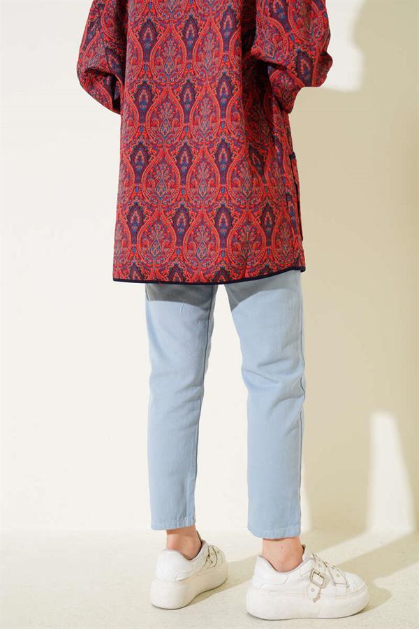 Slit Leg Jeans Light Blue Beige