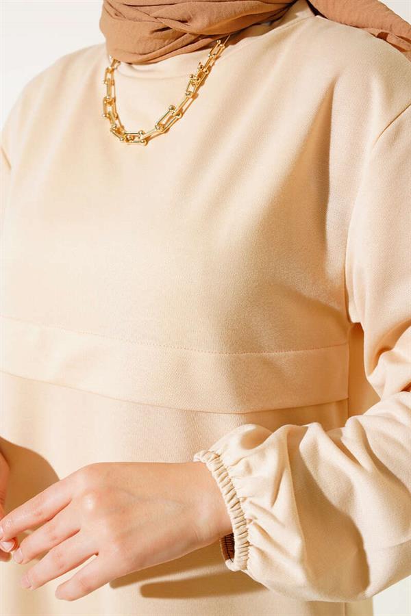 Slit Long 2 Piece Set Beige