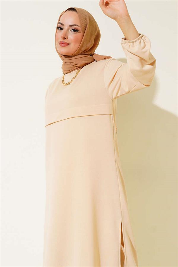 Slit Long 2 Piece Set Beige