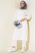 Slit Long 2 Piece Set White