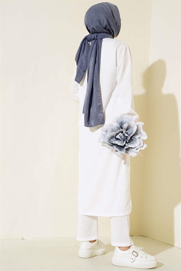 Slit Long 2 Piece Set White
