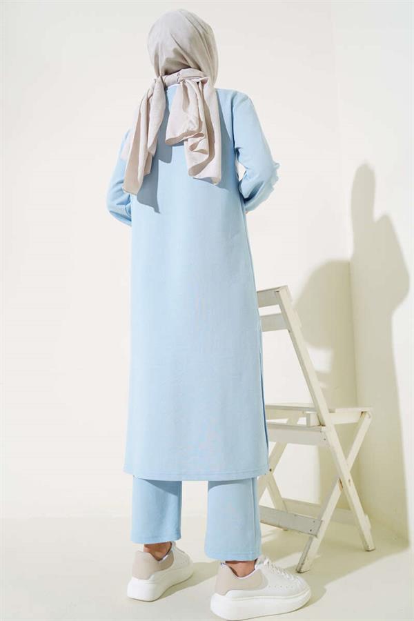 Slit Long 2 Piece Set Ice Blue