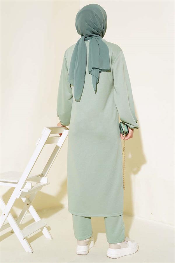 Slit Long 2 Piece Set Green