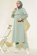 Slit Long 2 Piece Set Green