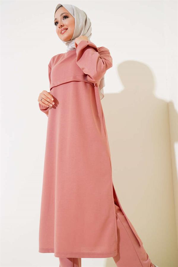 Slit Long 2 Piece Set Dusty Rose