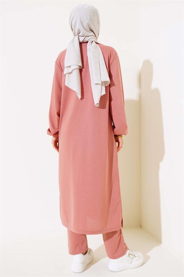Slit Long 2 Piece Set Dusty Rose
