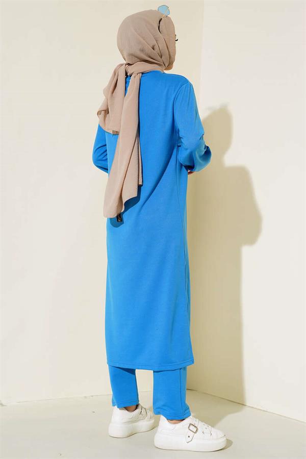 Slit Long 2 Piece Set Indigo