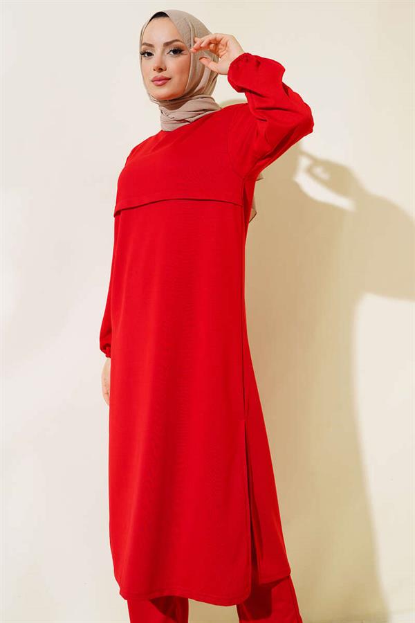  Slit Long 2 Piece Set Red