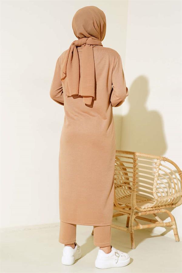 Slit Long 2 Piece Set Latte