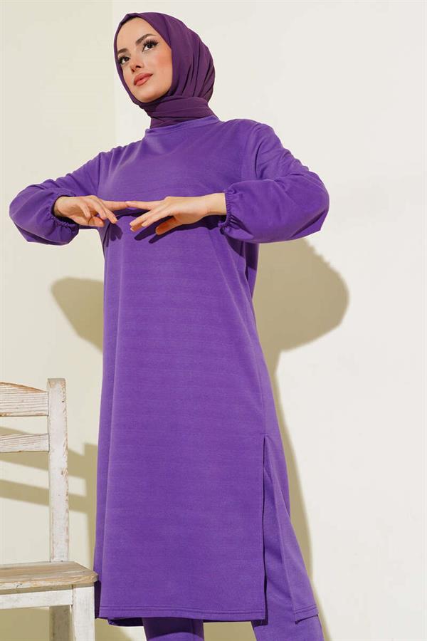 Slit Long 2 Piece Set Purple