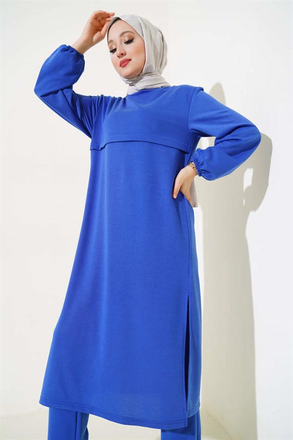 Slit Long Double 2 Piece Set Saxe