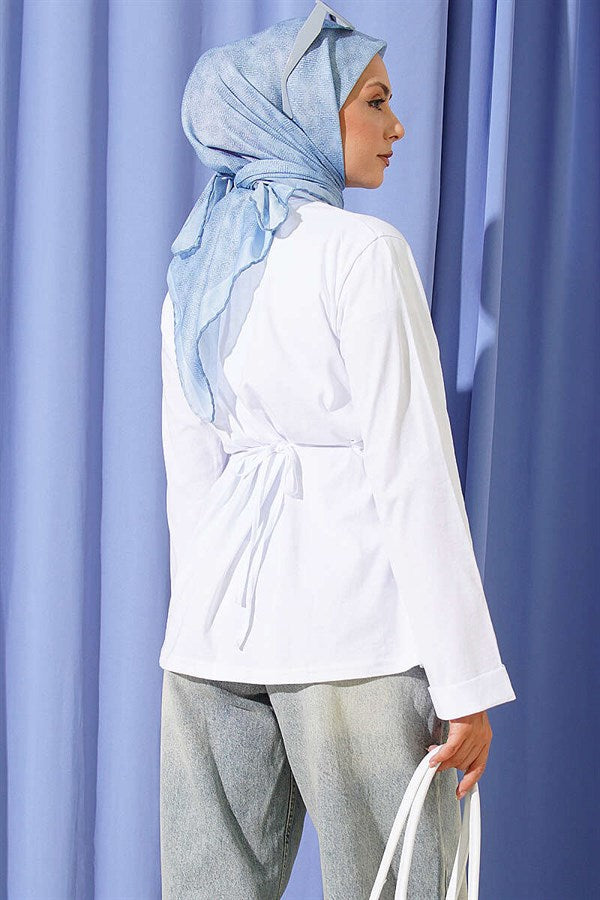 White Tunic with Slits and Tie-Up Sides