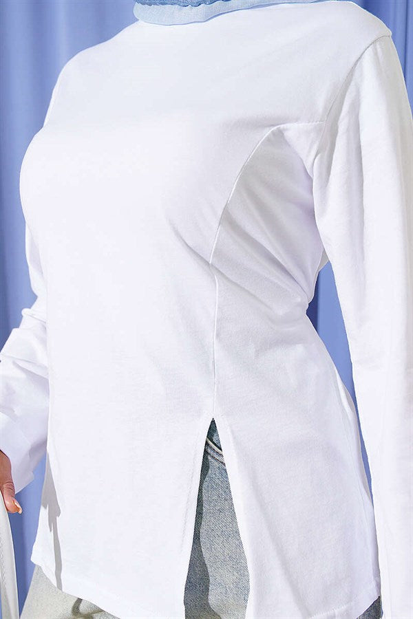 White Tunic with Slits and Tie-Up Sides