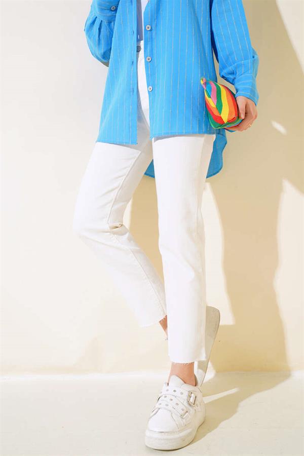 High Waist Straight Jeans White