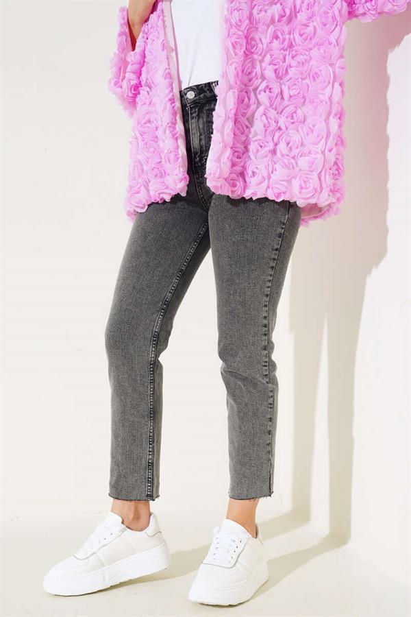 High Waist Straight Jeans Smoke