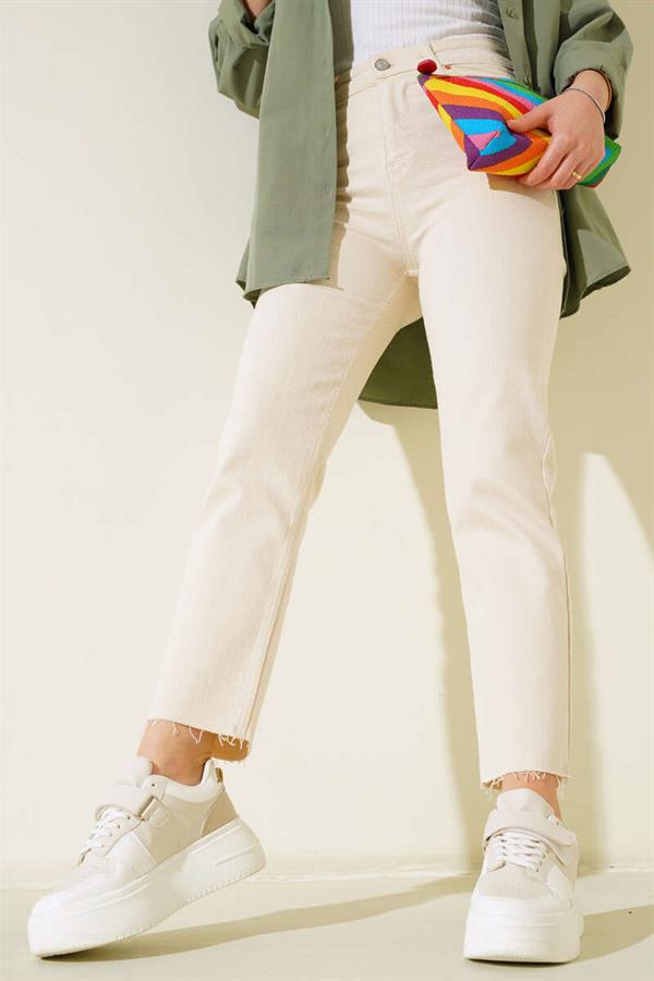 High Waist Straight Jeans Stone