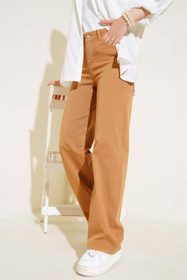 High Waist Straight Leg Trousers Camel