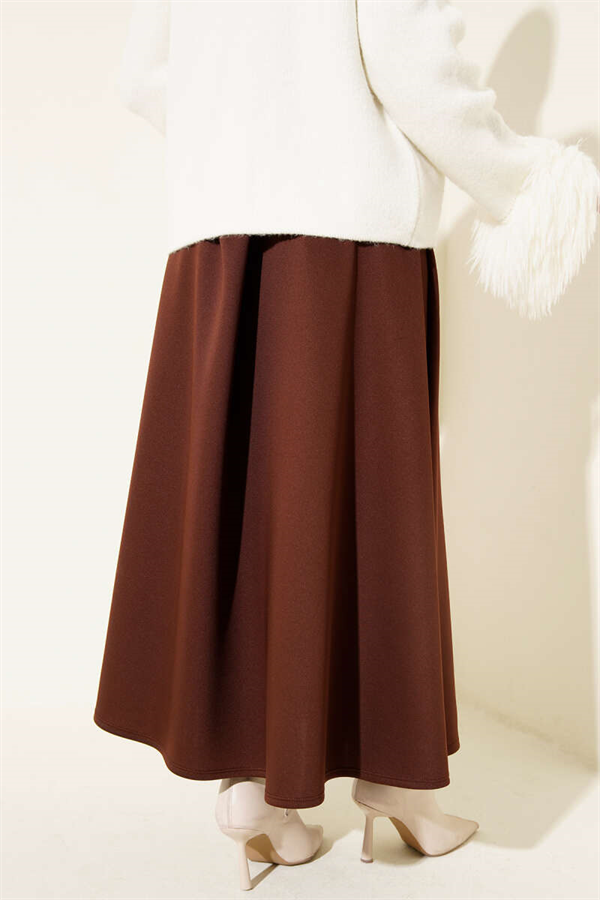 High-Waisted A-Line Skirt in Brown