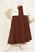 High-Waisted A-Line Skirt in Brown