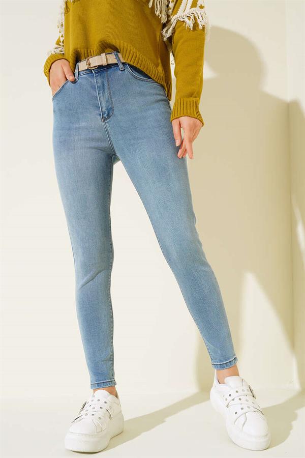 High Waist Skinny Leg Jeans Light Blue