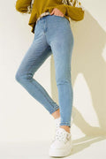High Waist Skinny Leg Jeans Light Blue