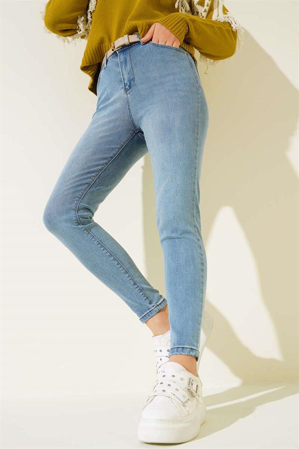 High Waist Skinny Leg Jeans Light Blue