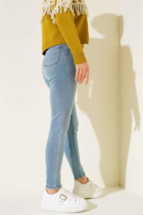 High Waist Skinny Leg Jeans Light Blue