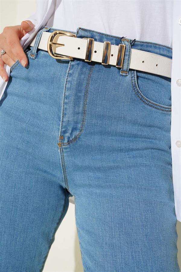 High Waist Bell-bottom Trousers Light Blue