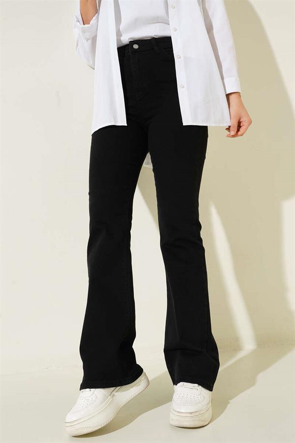 High Waist Bell-bottom Trousers Smoke