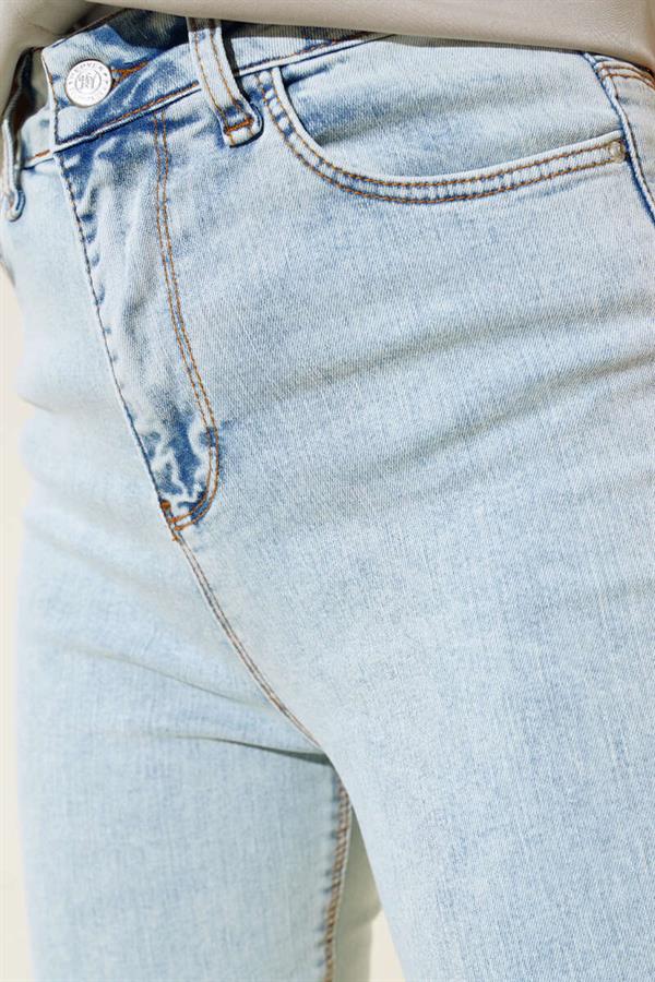 High Waisted Bell-bottom Trousers Snow Light