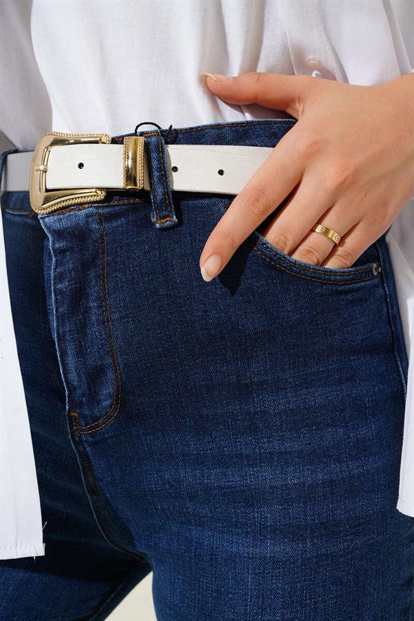 High Waist Bell-bottom Trousers Navy Blue