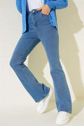 High Waist Bell-bottom Trousers Blue