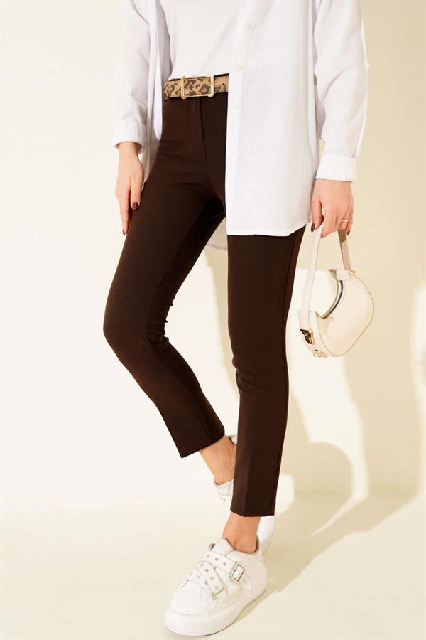 High Waist Belted Brown Trousers