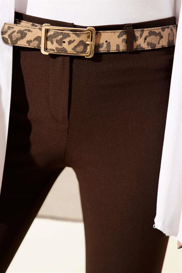 High Waist Belted Brown Trousers