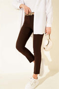High Waist Belted Brown Trousers