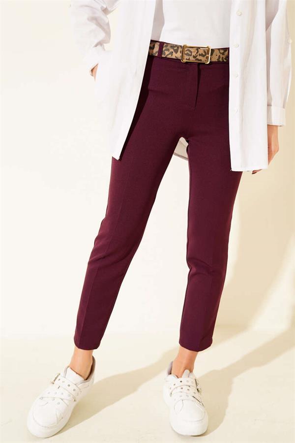 High Waist Belted Purple Trousers