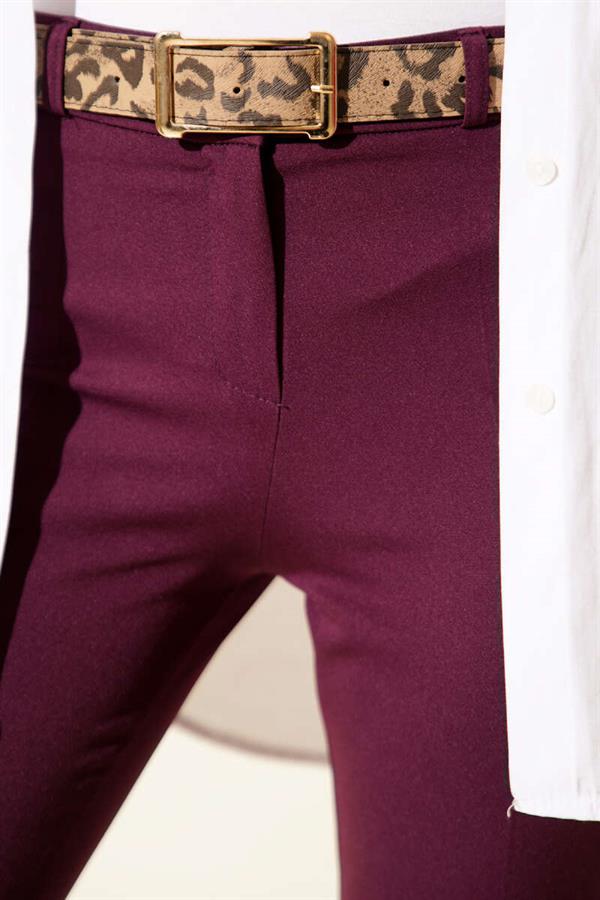 High Waist Belted Purple Trousers