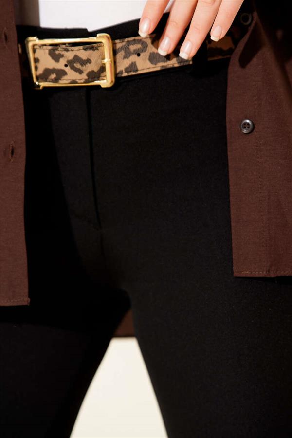 High Waist Belted Black Trousers