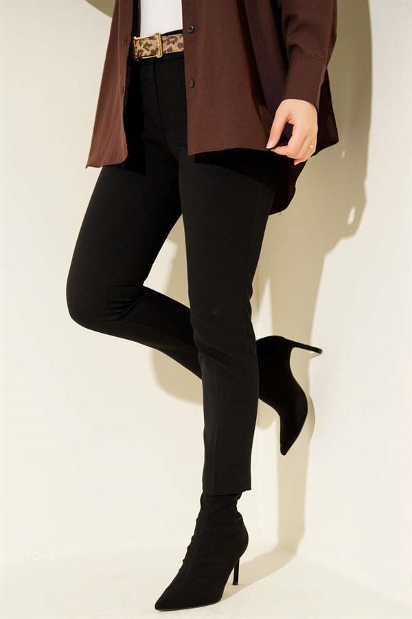 High Waist Belted Black Trousers