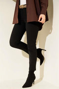 High Waist Belted Black Trousers