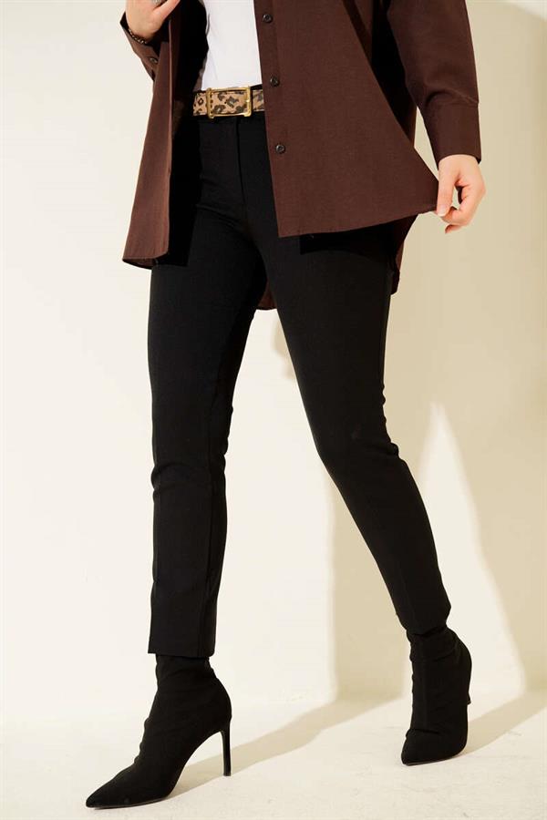 High Waist Belted Black Trousers