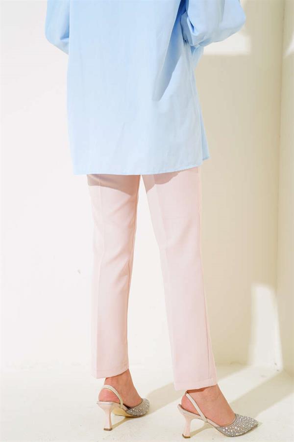 High Waist Fabric Trousers Powder