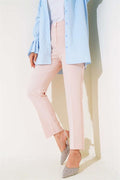 High Waist Fabric Trousers Powder