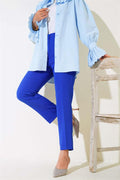 High Waist Fabric Trousers Saxe