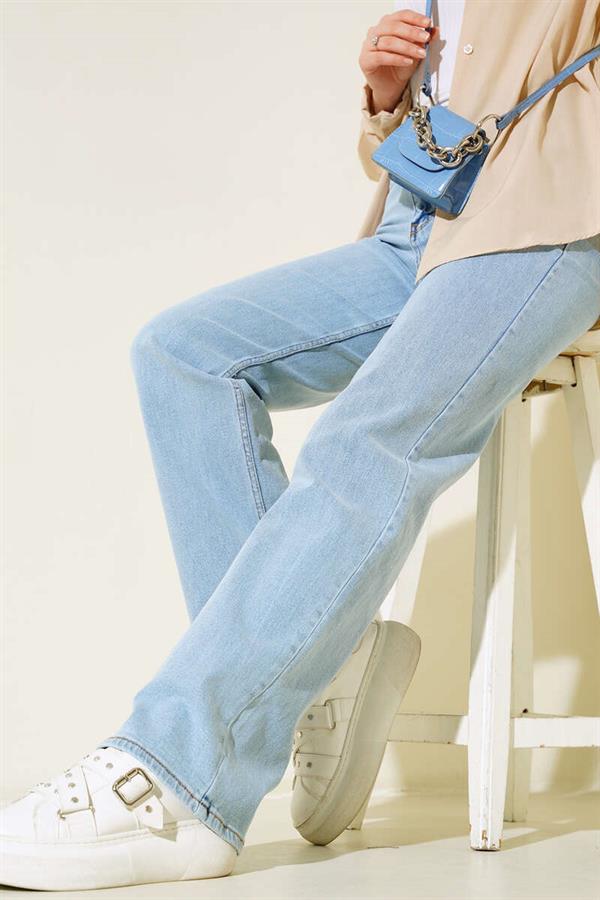 High Waist Palazzo Jeans Snow Light
